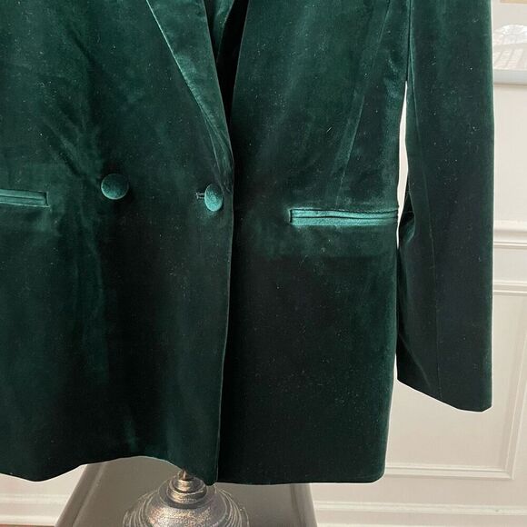 INC International Concepts Green Velvet Double Breasted Blazer S - Picture 3 of 7